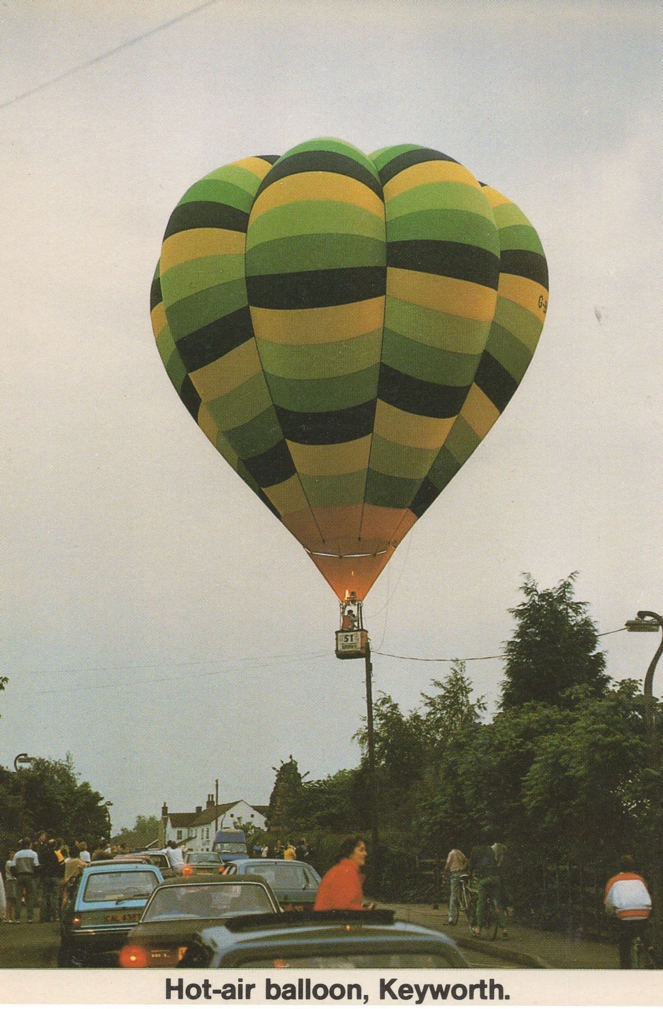 Hot Air Balloon At Keyworth Nottingham 1987 Postcard