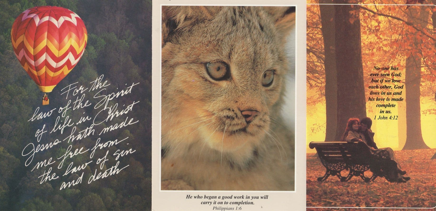 Hot Air Balloon Cat Sunset Romance 3x Religious Postcard s