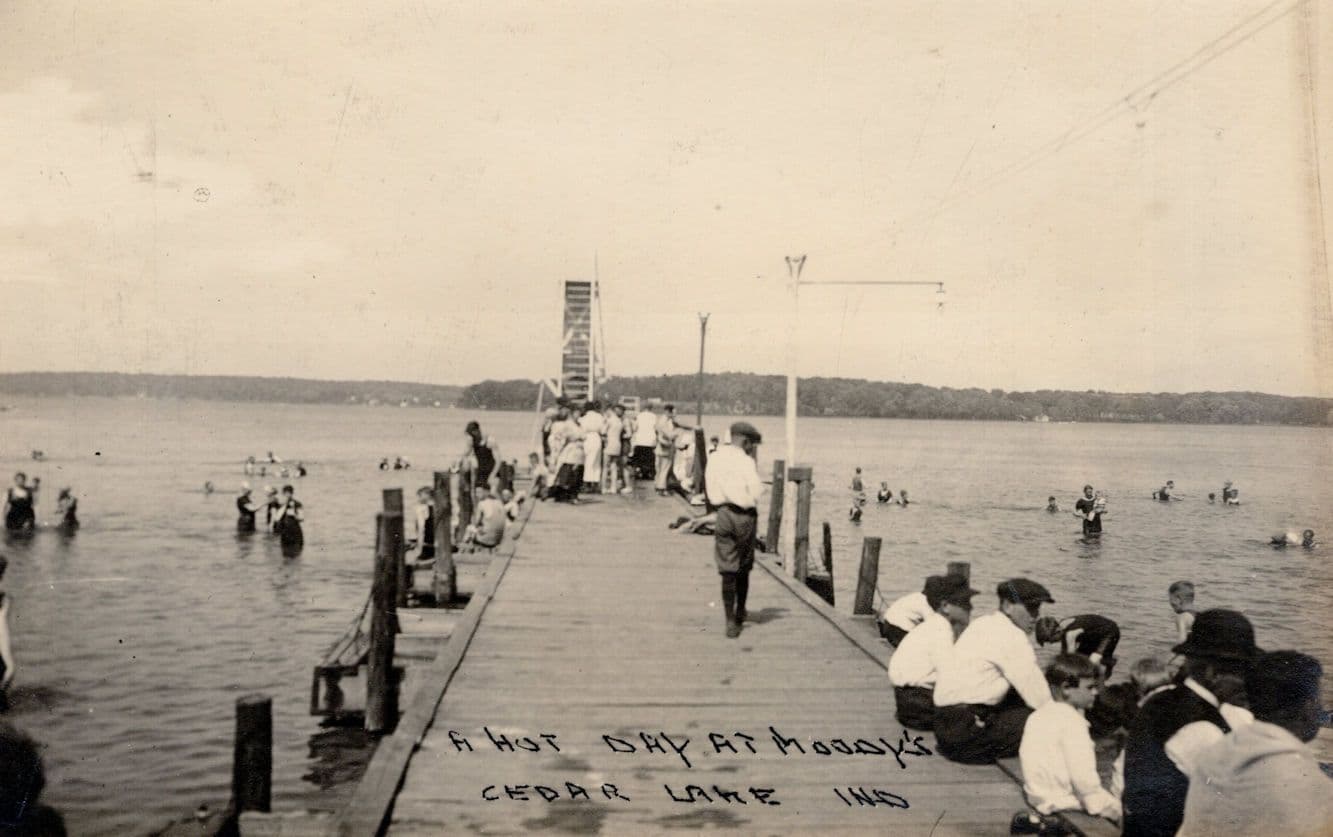 Hot Day At Moodys Cedar Lake Indiana USA Old Postcard