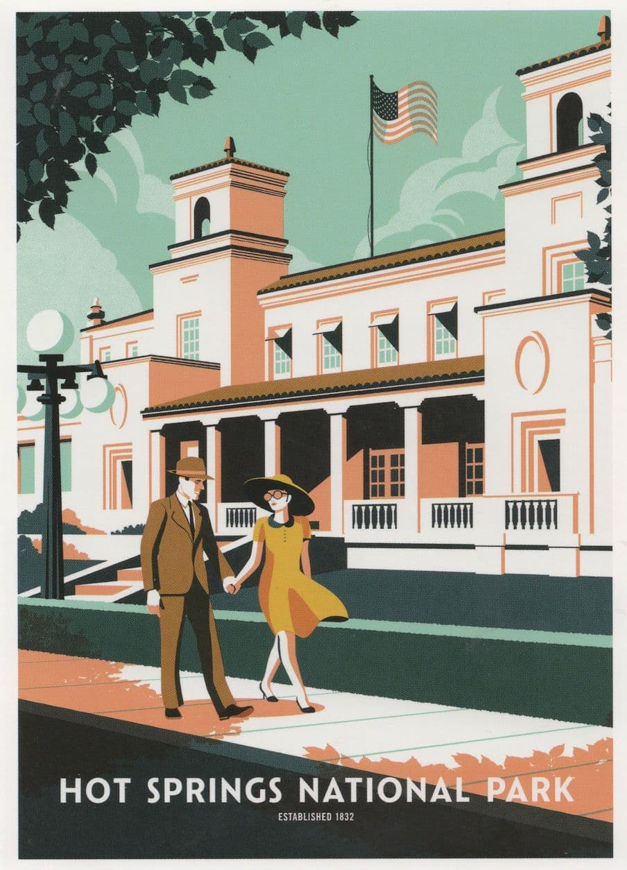 Hot Springs National Park Bathhouse Row USA American Spa Postcard