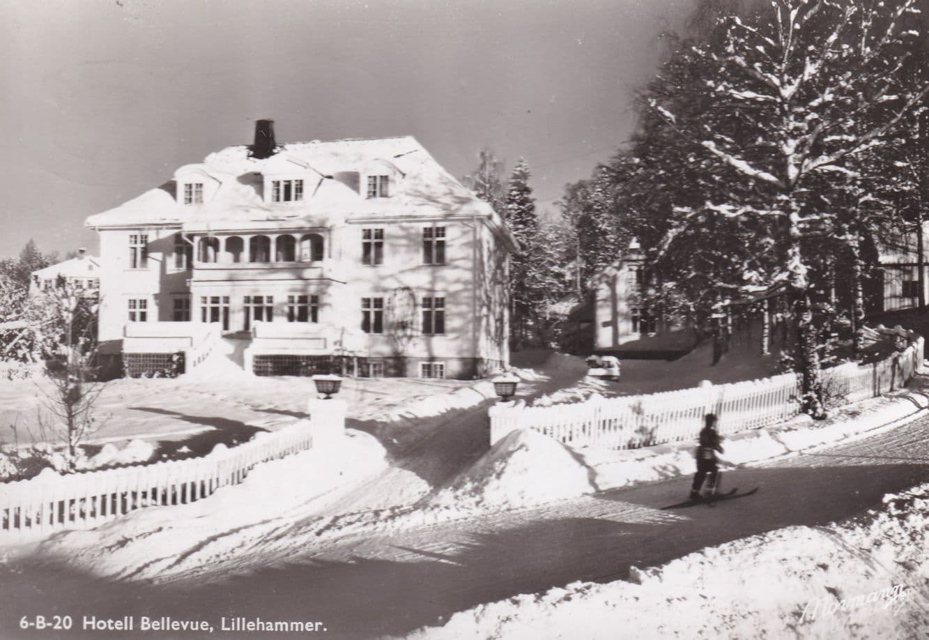 Hotel Bellevue Lillehammer Norway Real Photo Postcard