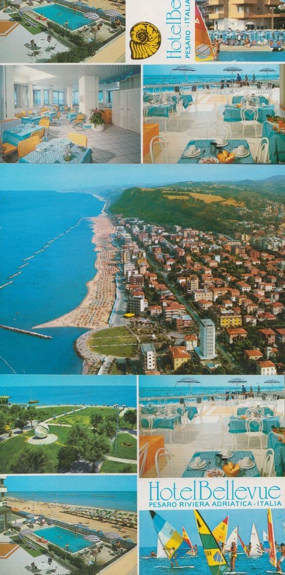 Hotel Bellevue Pasaro Italy 3x Postcard s