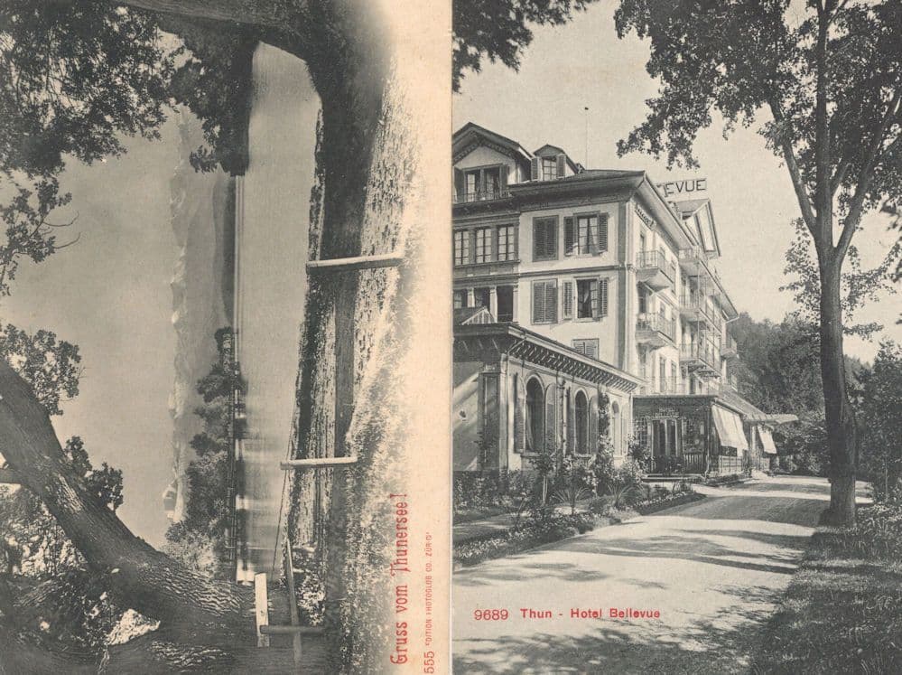 Hotel Bellevue Thun Gruss Aus Thunersee 2x Switzerland Old Postcard s