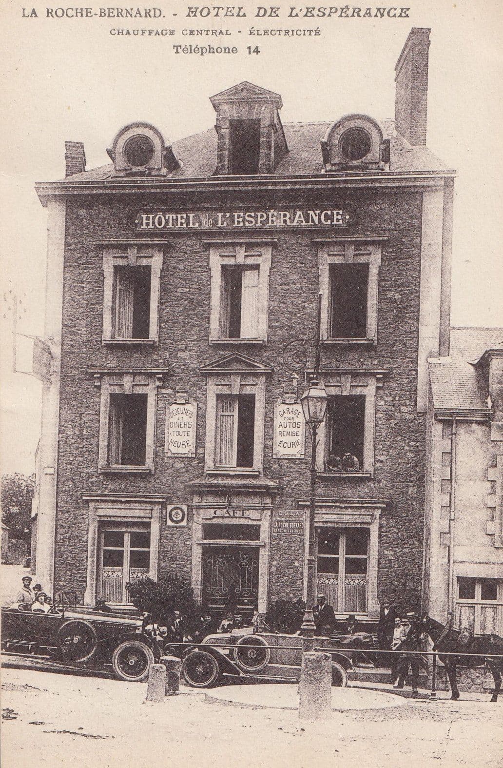 Hotel De L'Esperance French Garage Classic Car Advertising Postcard