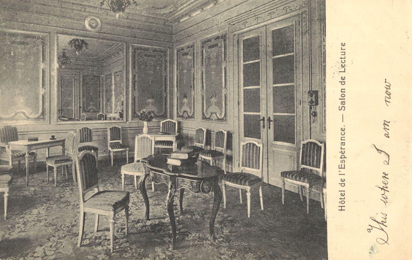 Hotel De L'Esperance Salon De Lecture Antique Belgium Postcard