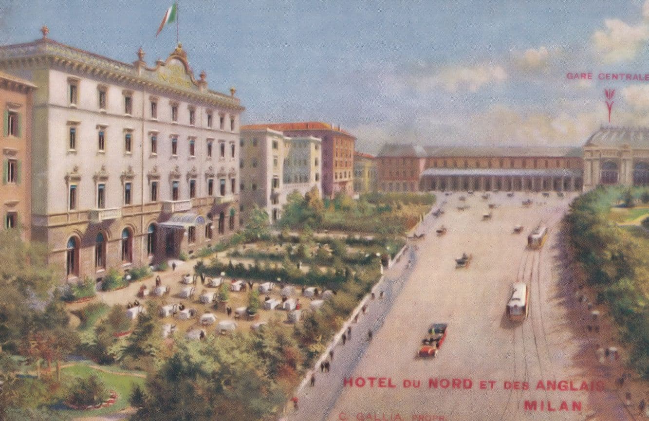 Hotel Du Nord Et Der Anglais Milan Italy Old Postcard