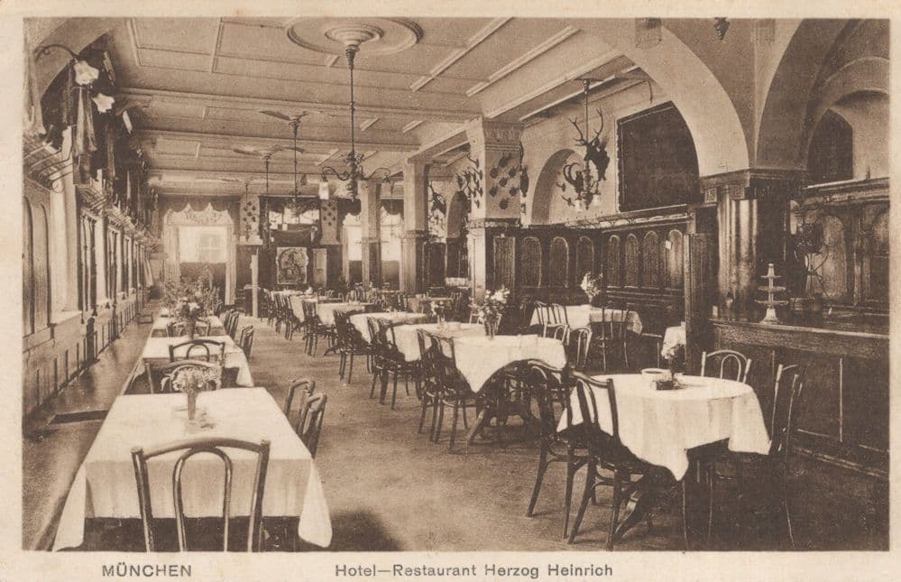 Hotel Herzog Interior Gasthaus Heinrich Munchen Germany Old Postcard