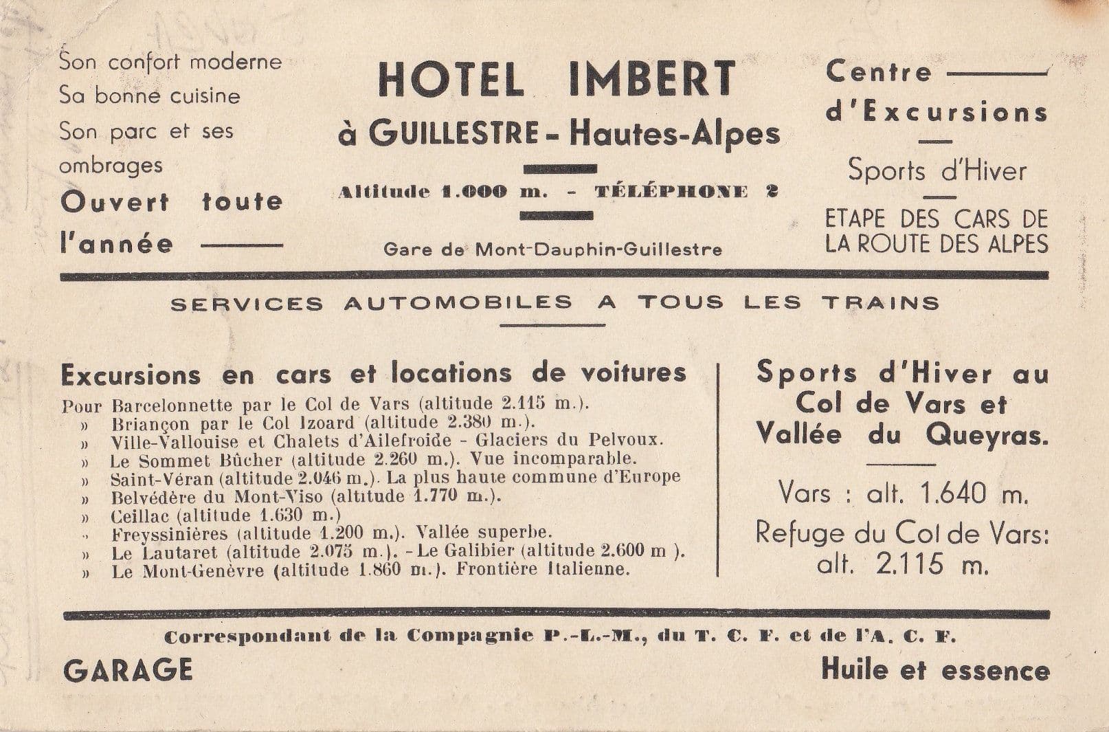 Hotel Imbert French Advertising Postcard