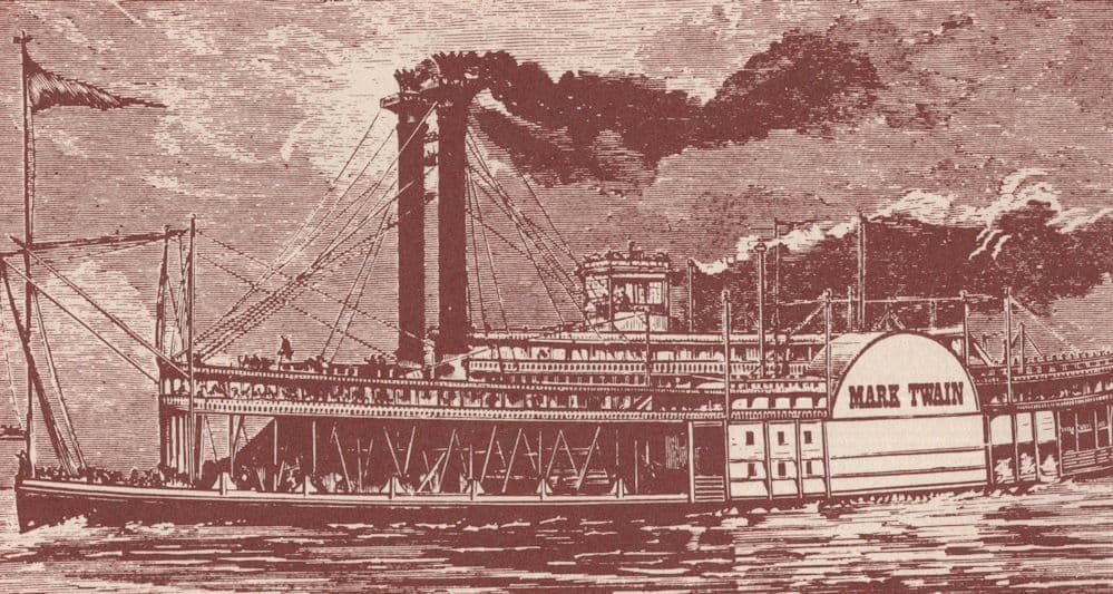 Hotel Mark Twain Book Author Old San Fransisco Ship Advertising Postcard
