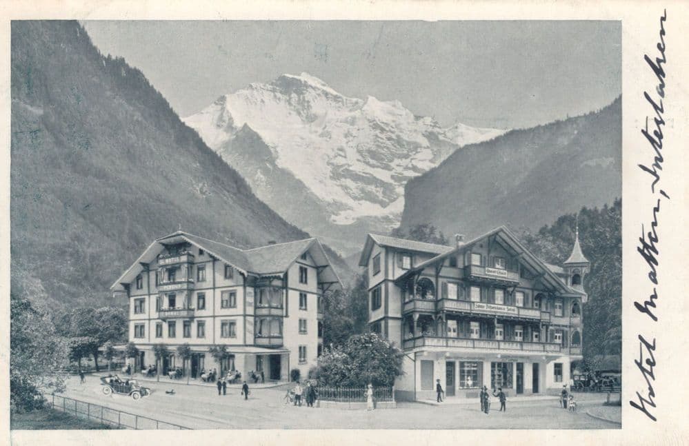 Hotel Matten Interlaken Antique Switzerland Postcard