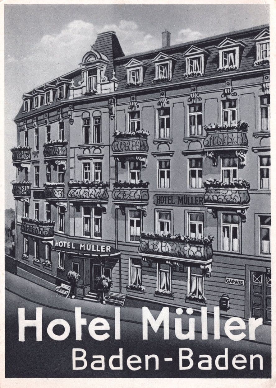 Hotel Muller Baden Germany Antique Postcard