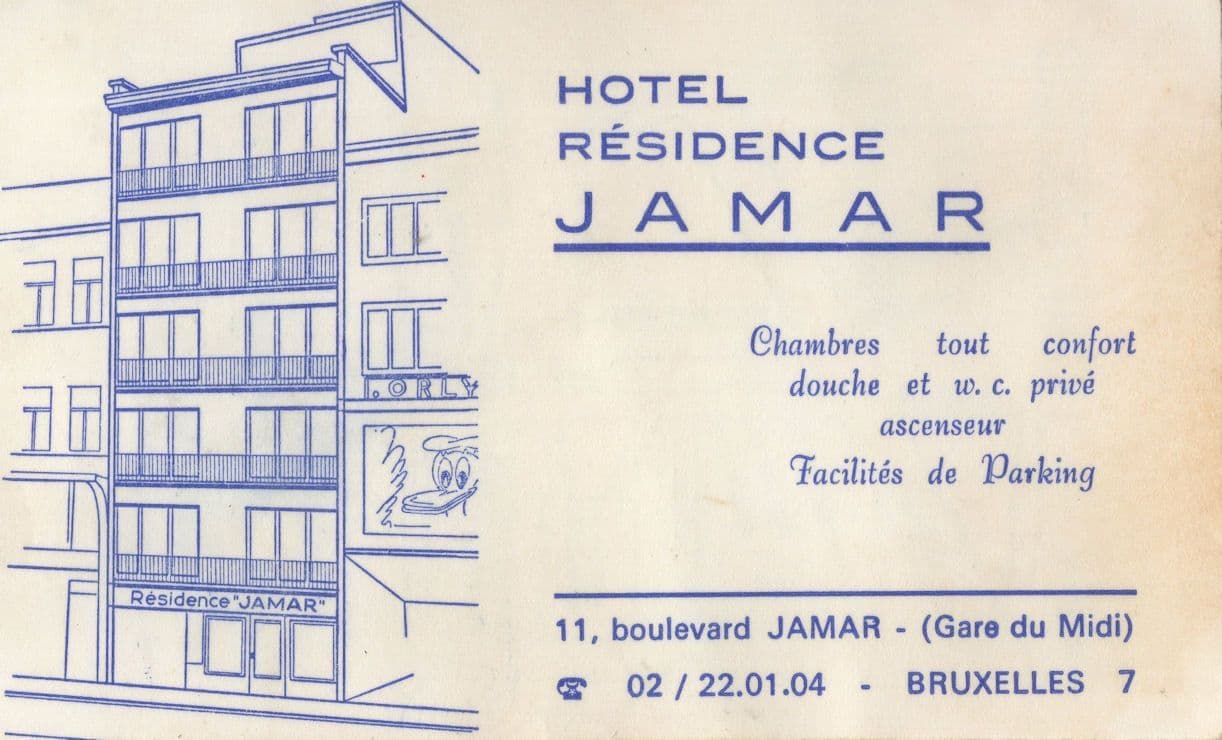 Hotel Residence Jamar Bruxelles Gare Vintage Map Card