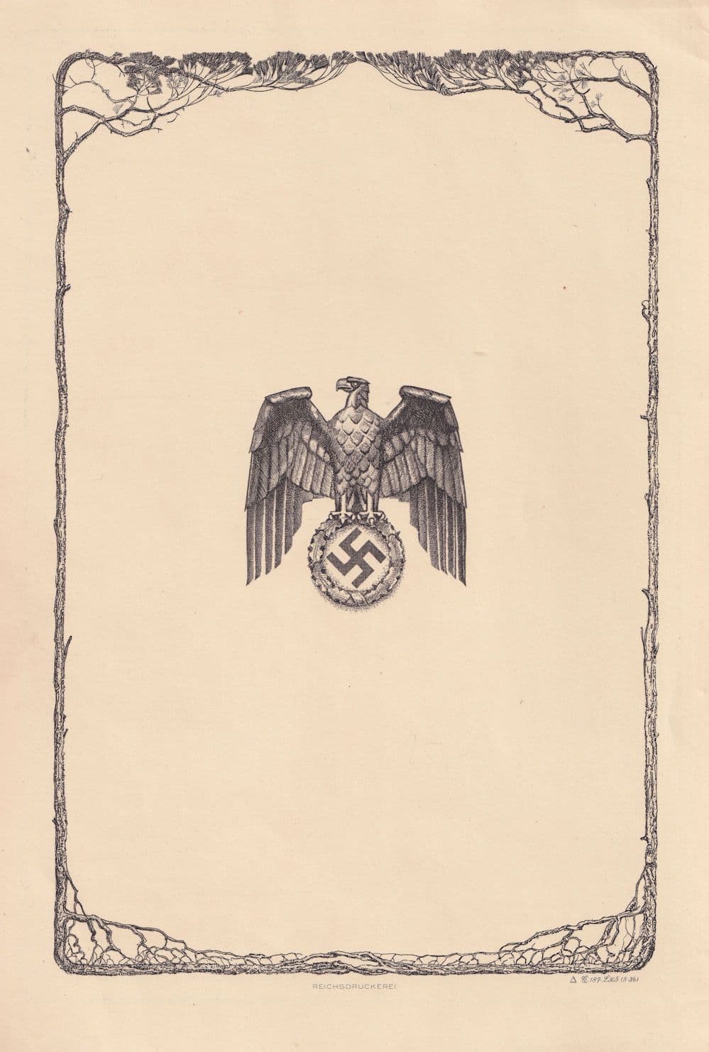 Hotel Rose Wiesbaden Antique German 1937 Swastika Telegram