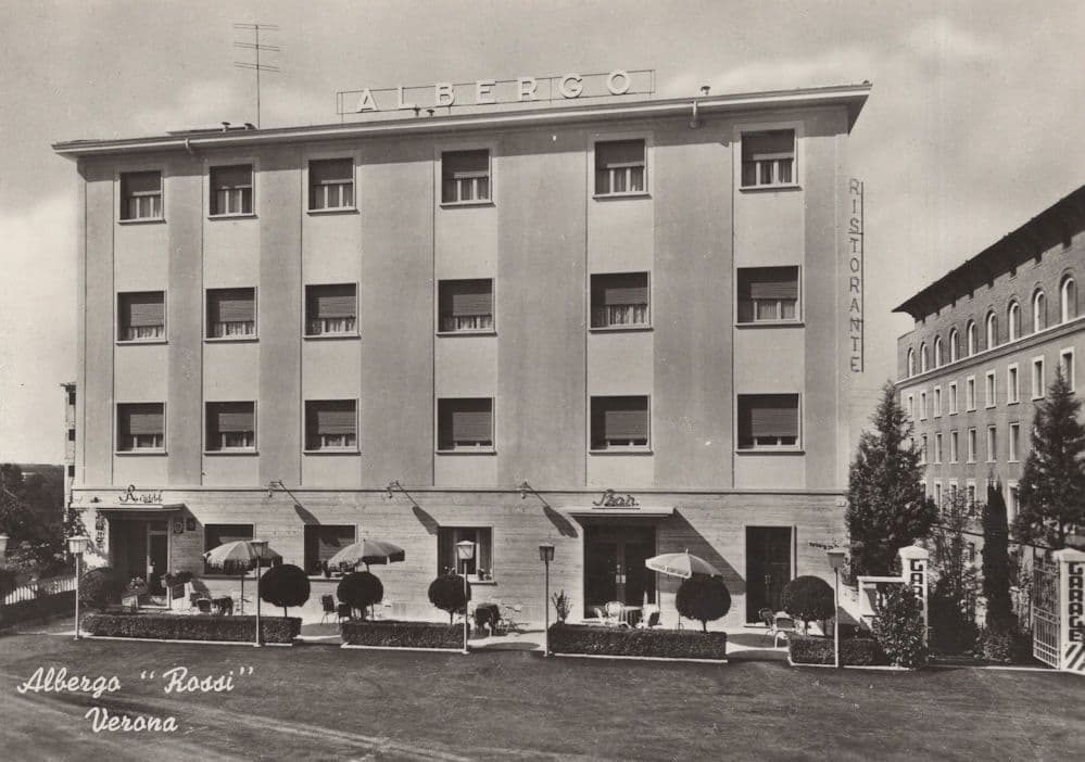 Hotel Rossi Stazione Verona Italy Vintage Real Photo Postcard