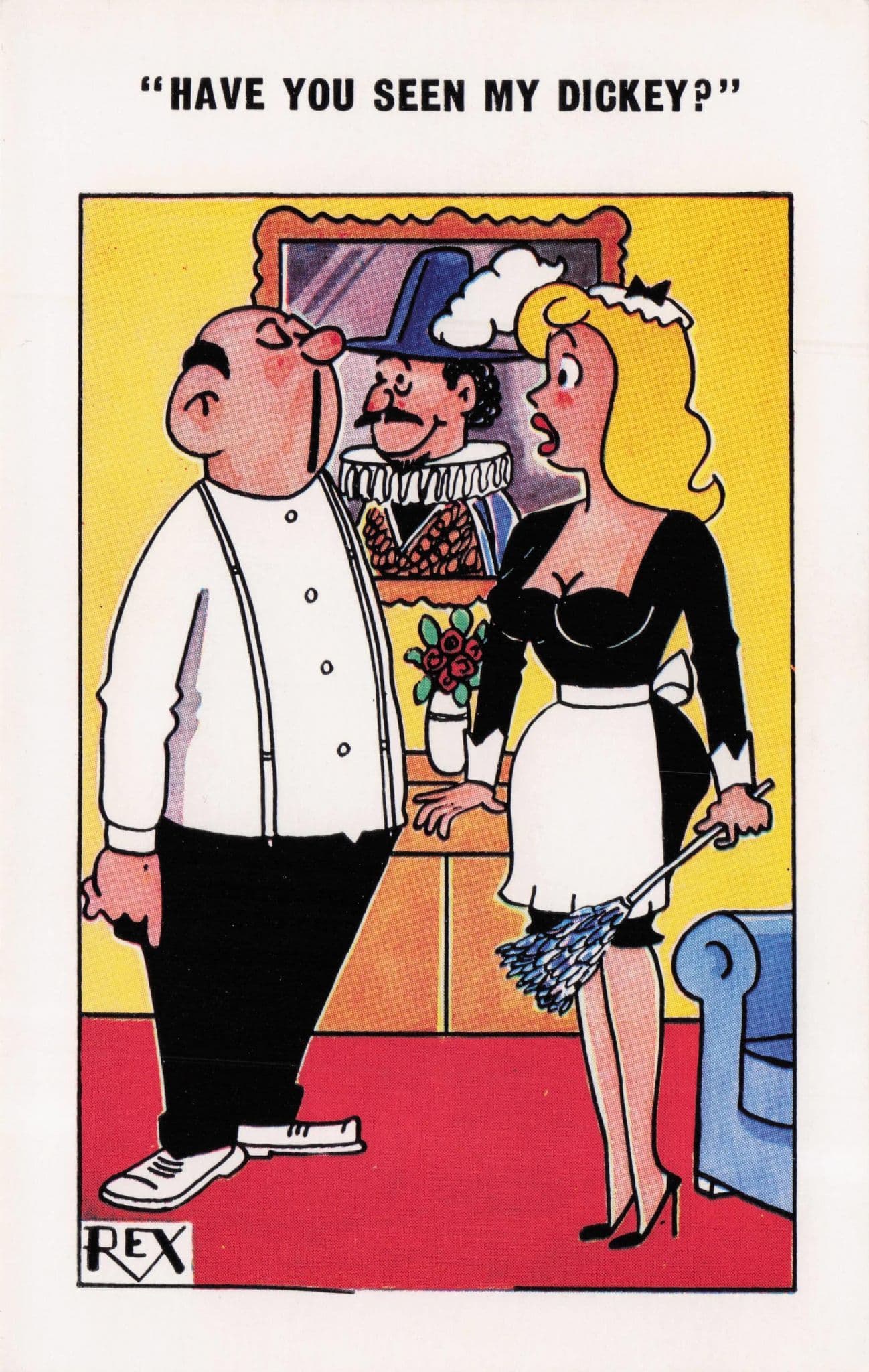 Hotel Waiter Dickey French Maid Guy Fawkes Mirror Old Comic Postcard
