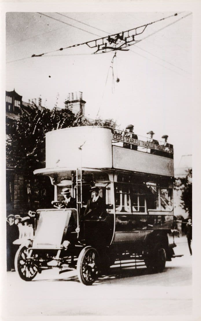 Hove Corporation WW1 Gearless Trolley Tram Bus Old Dealer Photo