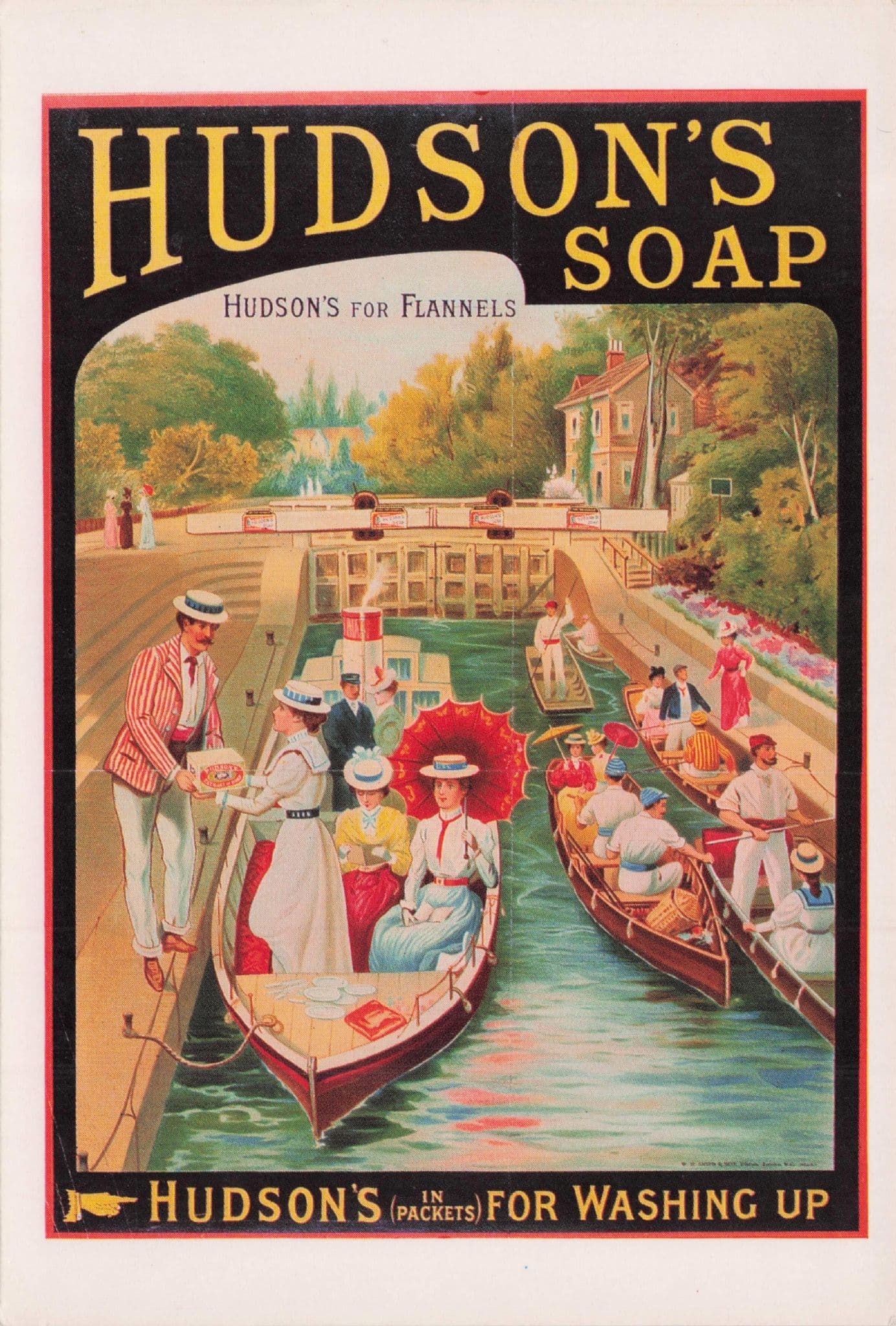 Hudson's Washing Up Soap Chemists Advertising Poster Postcard