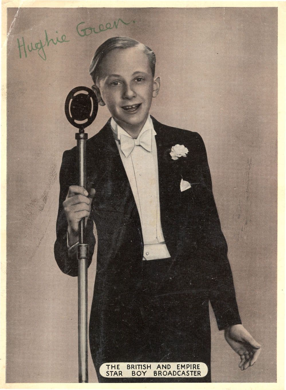 Hughie Green As Young Boy BBC Radio Presenter 10x8 Hand Signed 1920s Photo