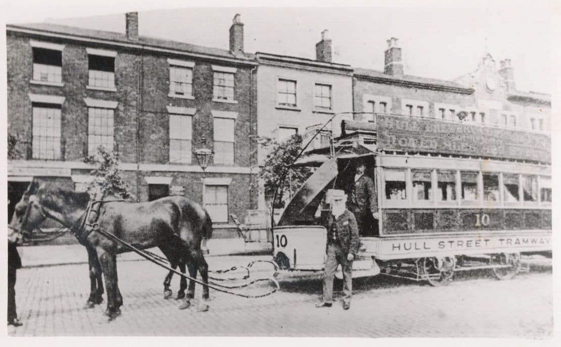 Hull Street Tramway Horse Bus at Corporation Pier Dealer Old Photo