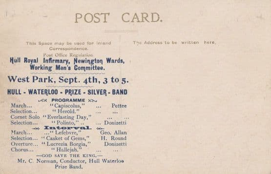 Hull Working Mens Committee at Infirmary Yorkshire Antique Advertising Postcard