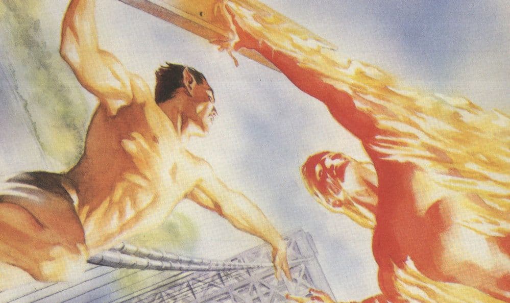 Human Torch vs Namor Sub Mariner Marvel Comic Book Art Postcard