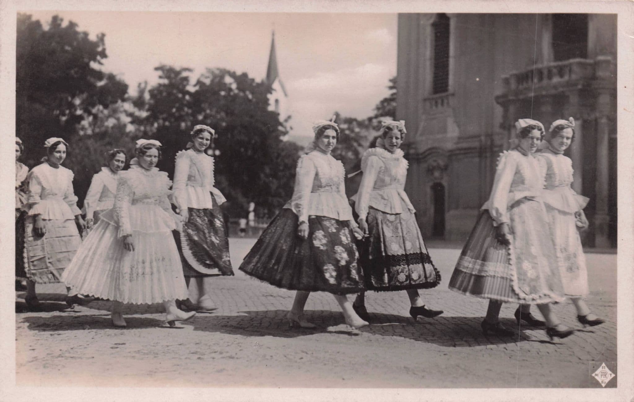 Hungary Young Peasant Girls Of Kalocsa Costume Old RPC Postcard