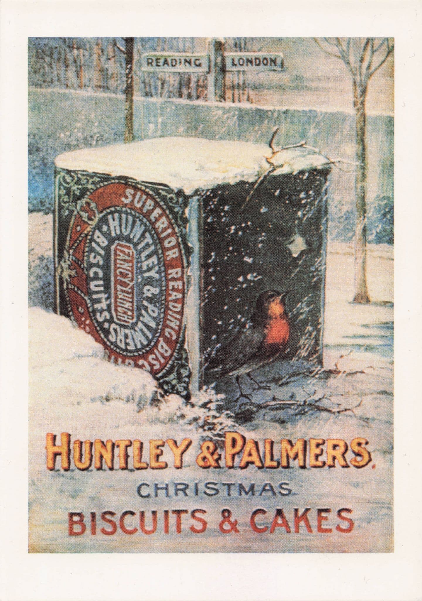 Huntley & Palmer Christmas Cakes Biscuits Poster Advertising Postcard