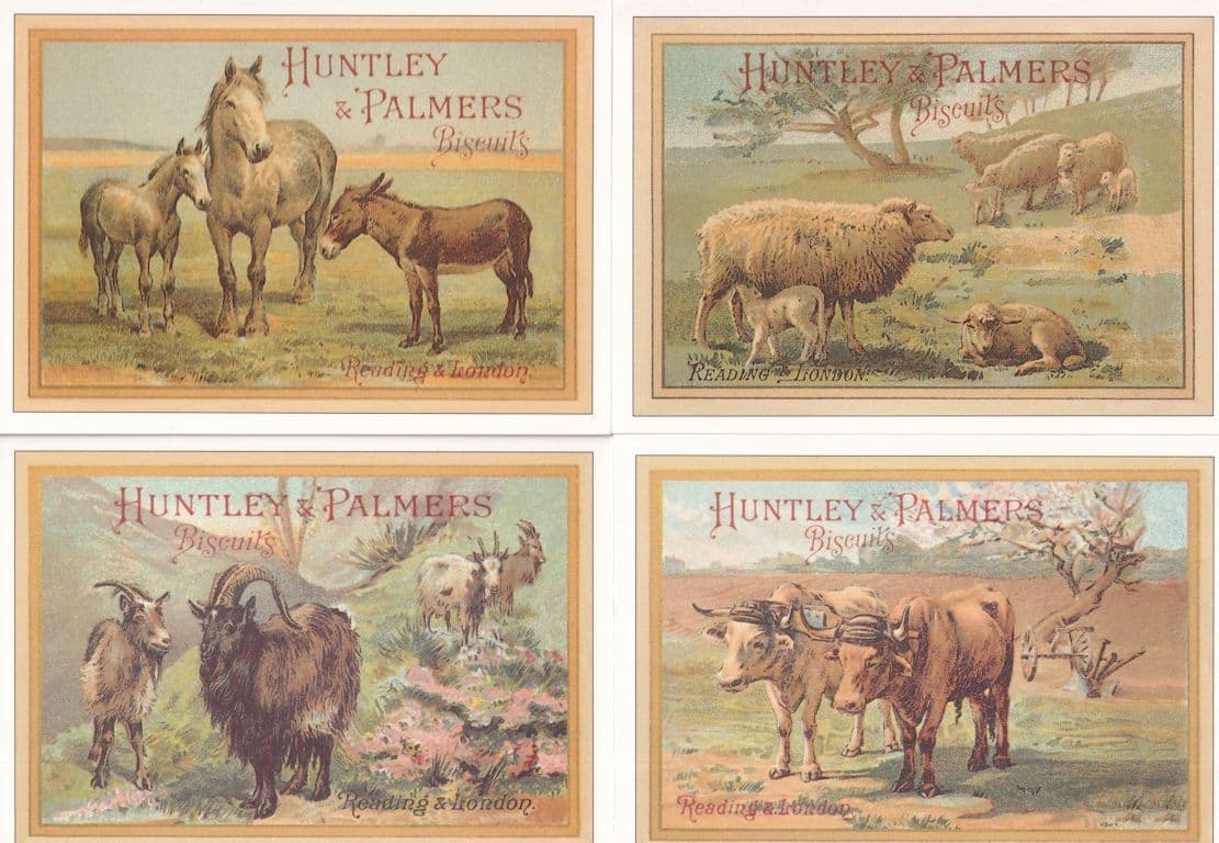 Huntley & Palmers Biscuits Farm Animals 4x Advertising Postcard s