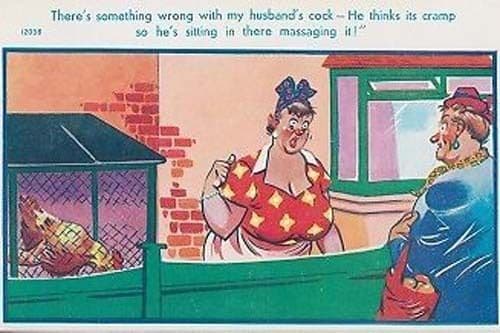 Husband Man Massaging His +++ Massage Cramp Wrist Cramped Comic Humour Postcard