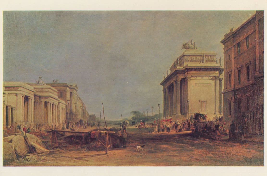 Hyde Park Corner in 1829 St George Hospital London Painting Postcard