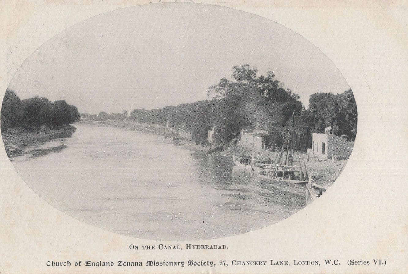 Hyderabad Canal India London Missionary Society Old Postcard
