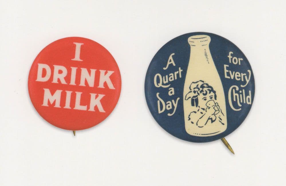 I Drink Milk Pint Bottle Of Childrens Drink Dairy Badge Button Postcard