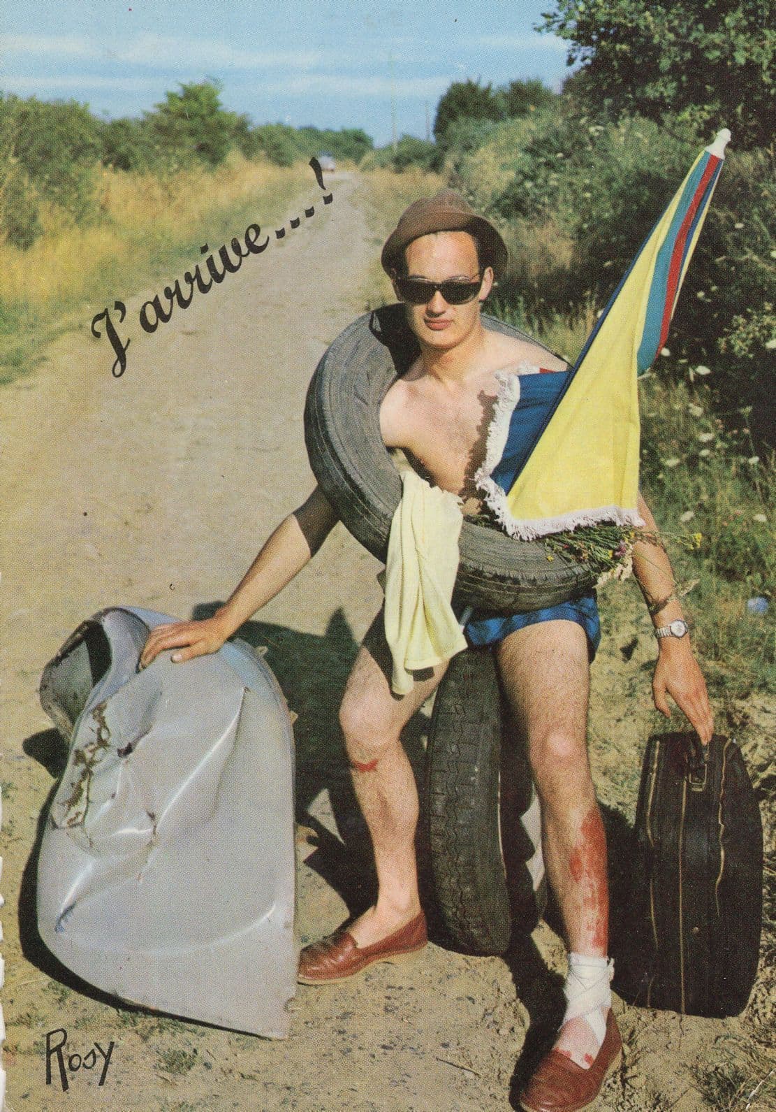 I Have Arrived French Backpacker Tourist Camper Comic Postcard