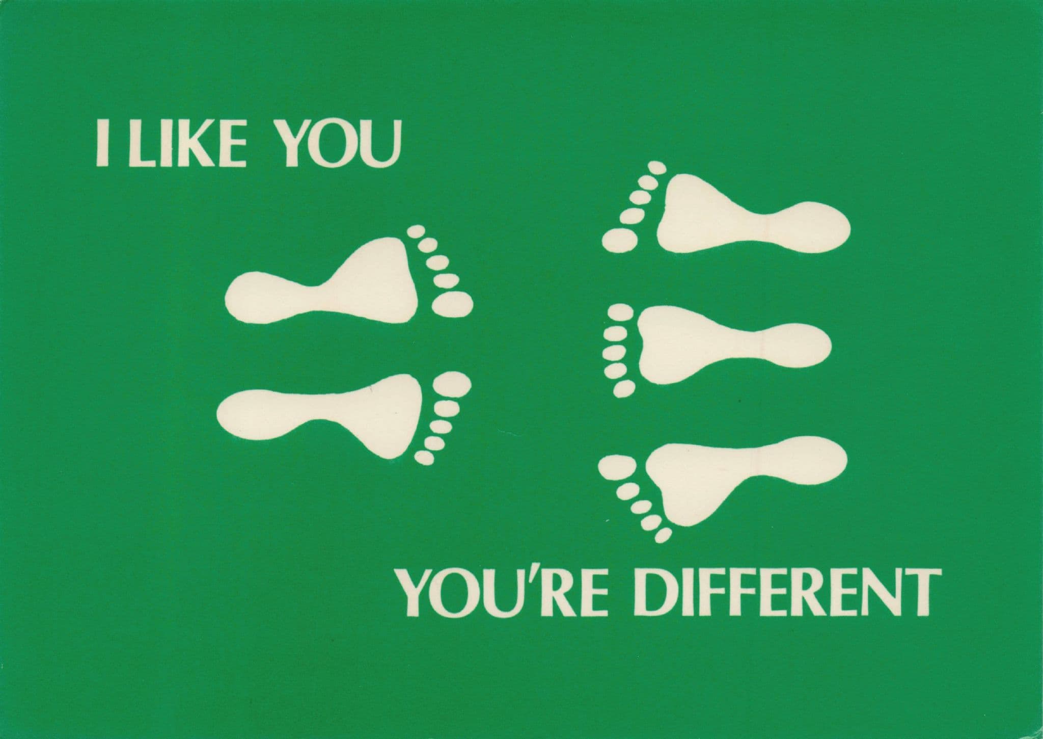 I Like You You're Different Footprints Footsteps Comic Sign Postcard