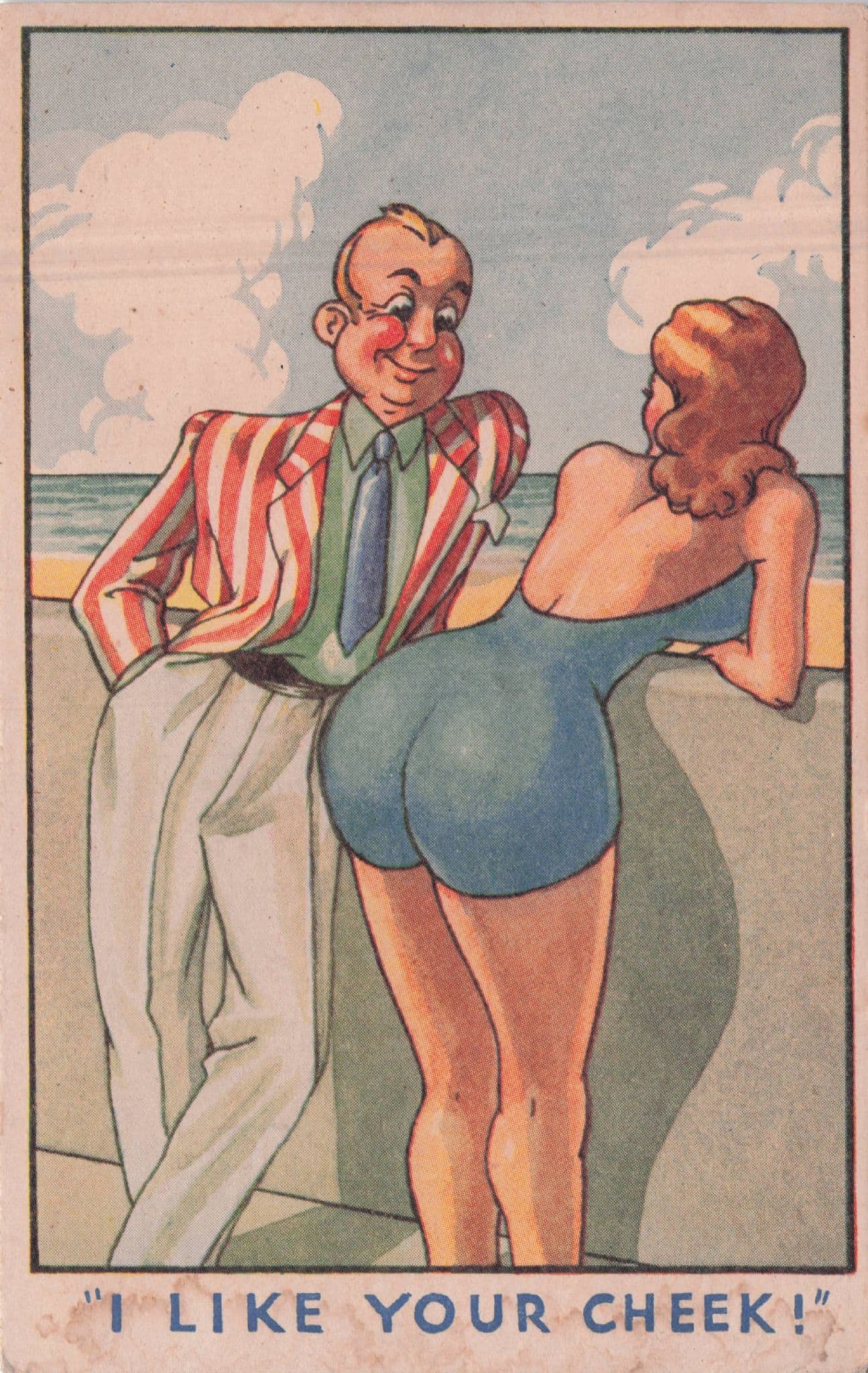 I Like Your Cheeks Big Bum Sexy Lady Antique RA Comic Postcard