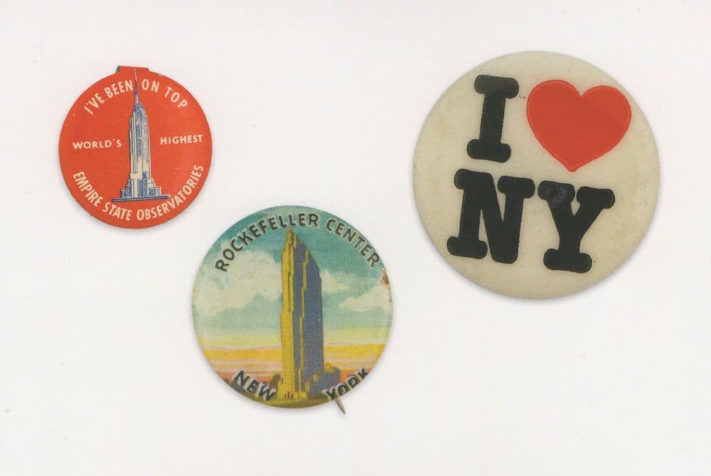 I Love New York Rockerfeller Center Empire State Building Badge Postcard