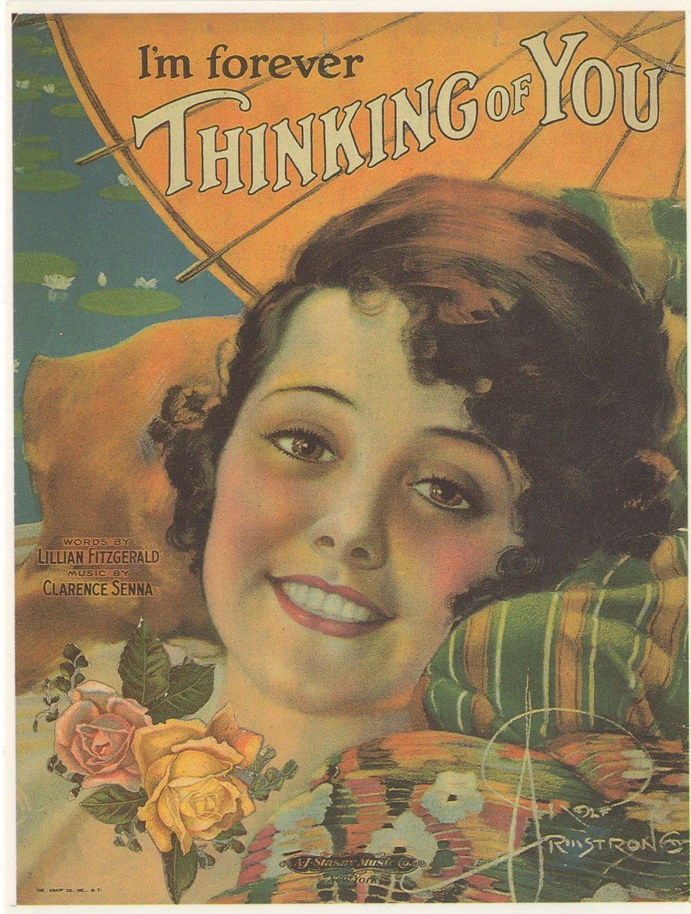 I'm Forever Thinking Of You Sheet Music Advertising Postcard