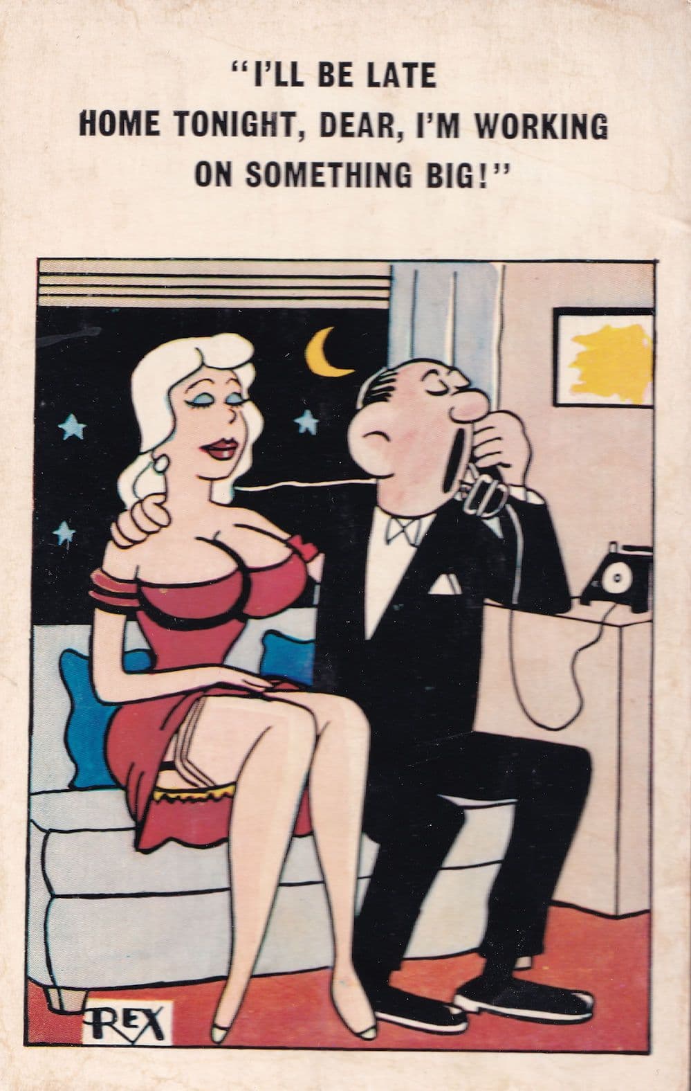 I'm Working On Something Big A Comic Telephone Old Postcard