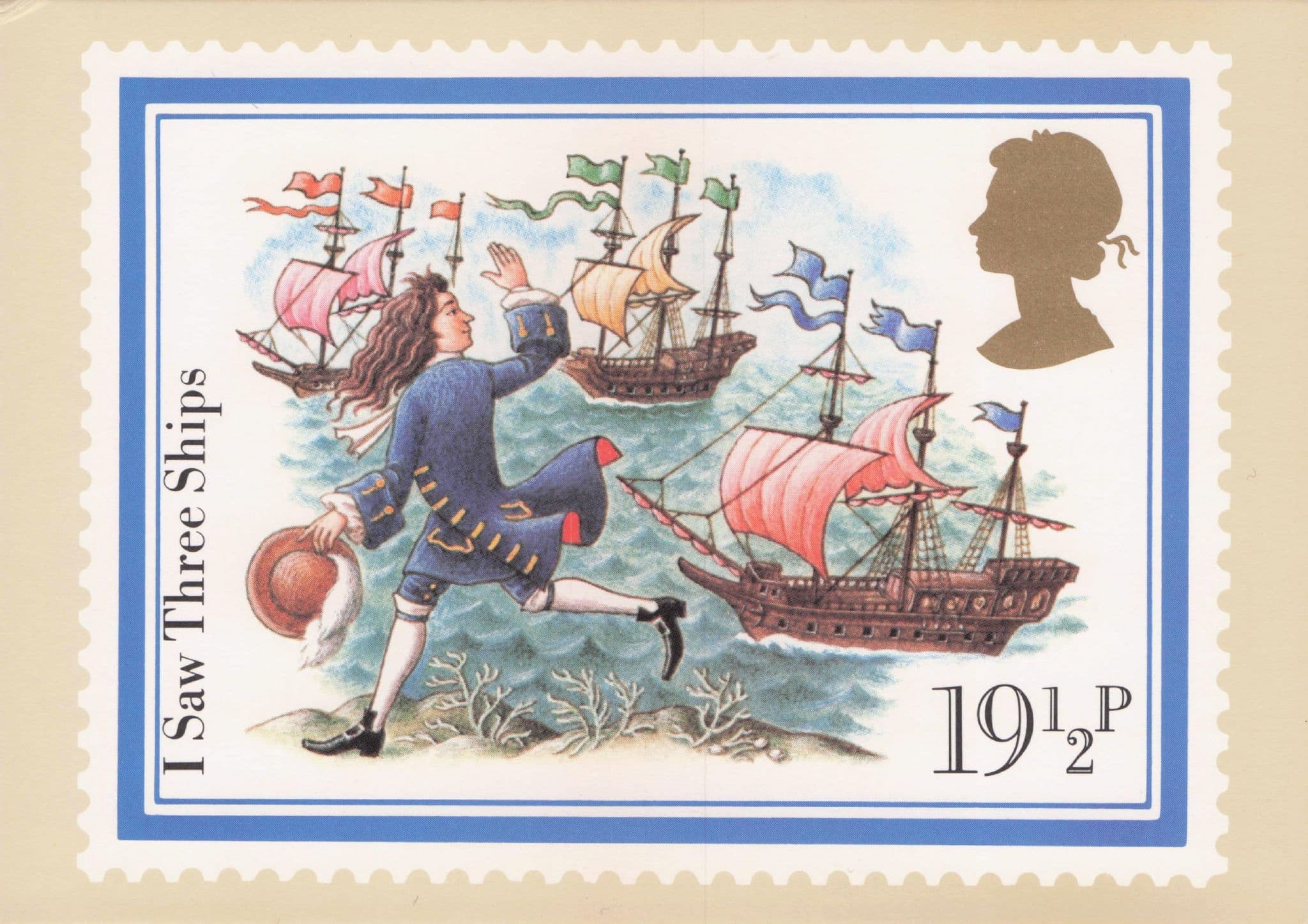 I Saw Three Ships Christmas Carol Royal Mail Ltd Edn Stamp Postcard