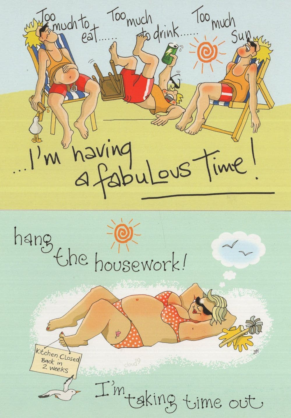 I've Closed The Kitchen Housework 2x Eastbourne Comic Postcard s