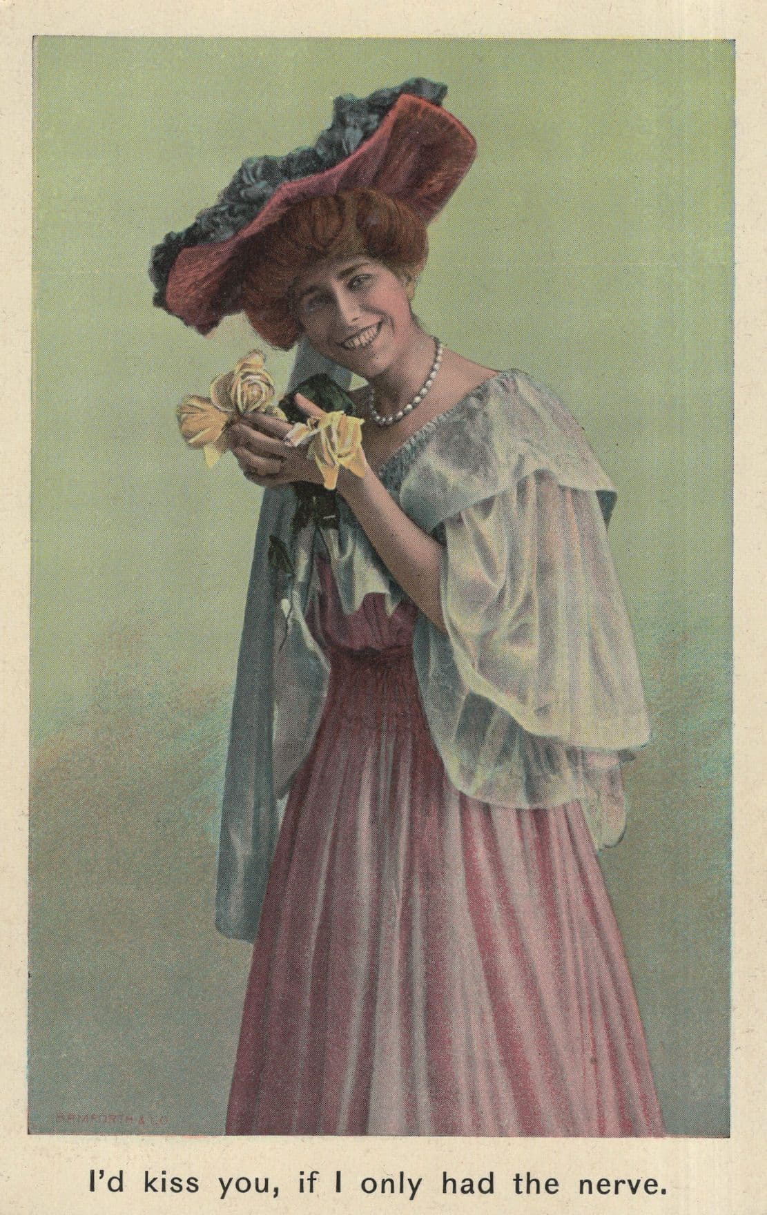 I Want To Kiss You If I Had The Nerve Old Love Flirting RPC Postcard