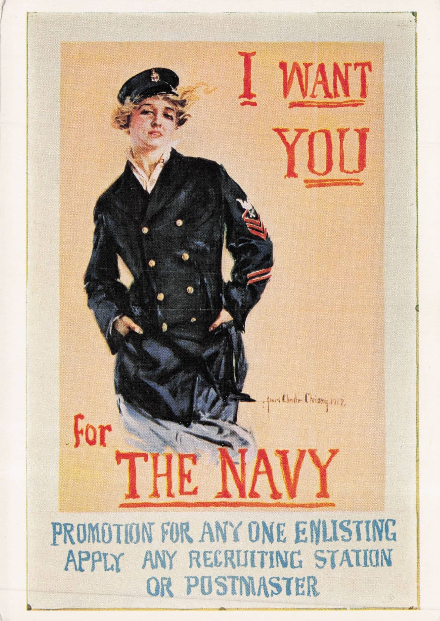 I Want You For The Navy Recruitment War Advertising Poster Postcard