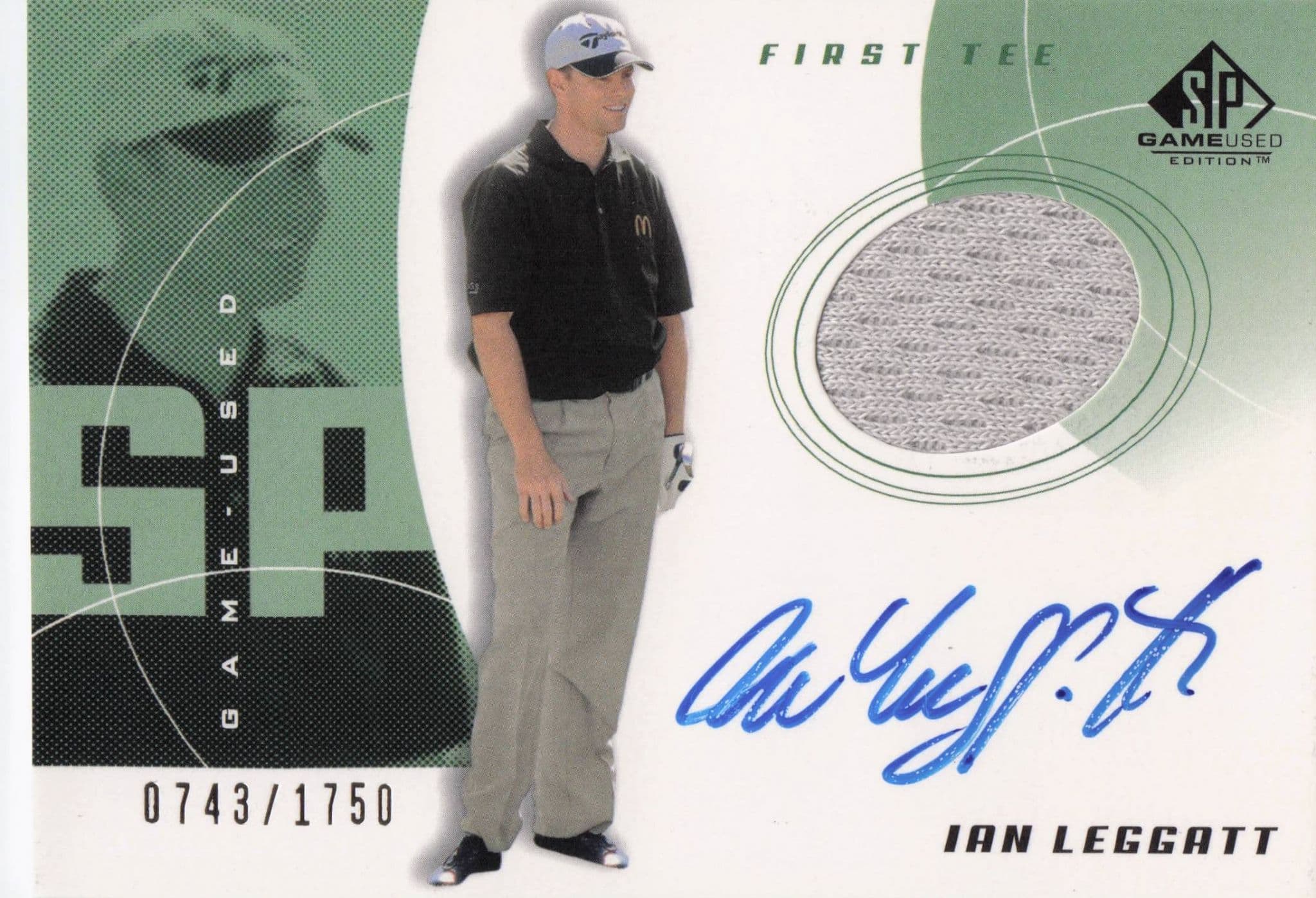 Ian Leggatt First Tee 2002 Golf Upper Deck Hand Signed Worn Shirt Card