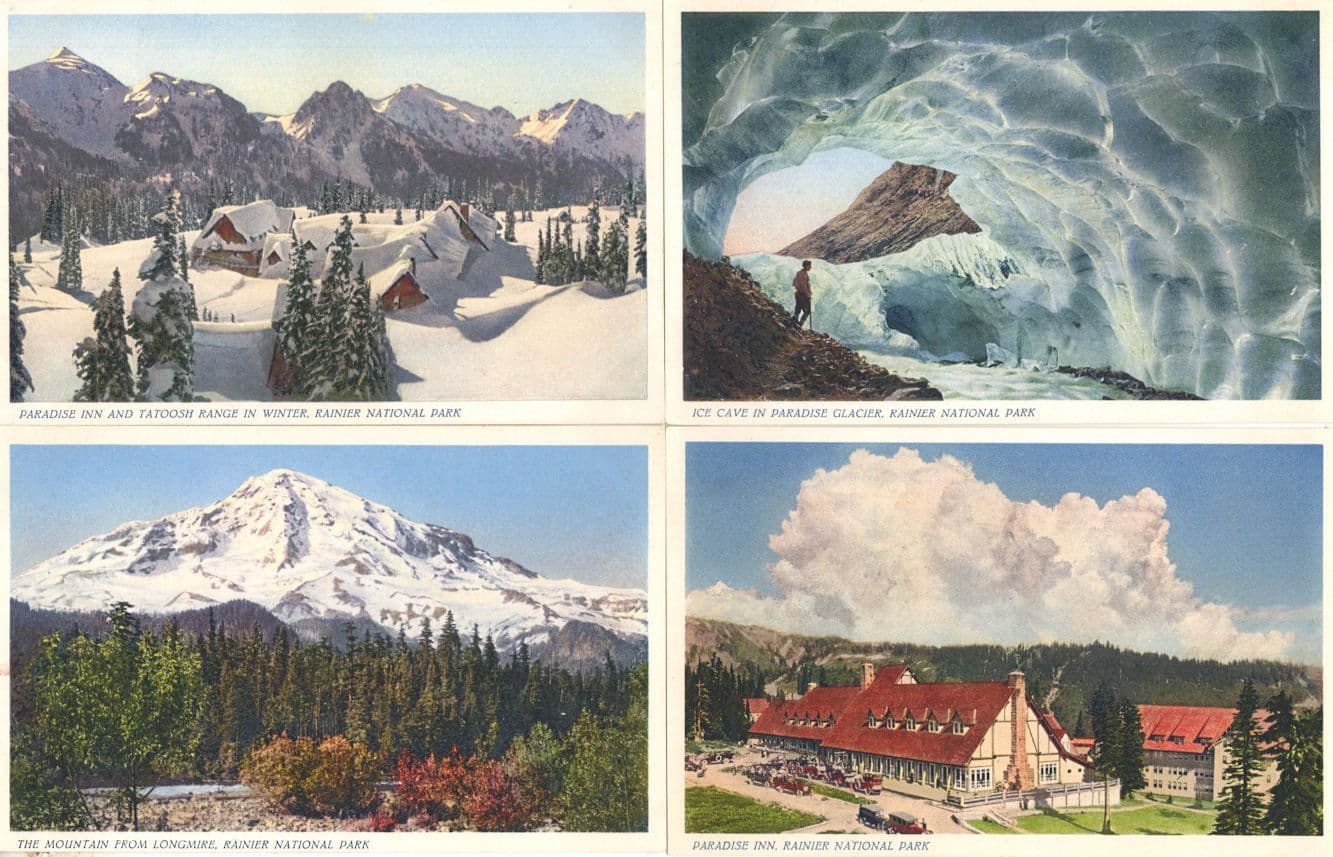 Ice Cave Paradise Glacier Inn 4x Rainer National Park USA Postcard s