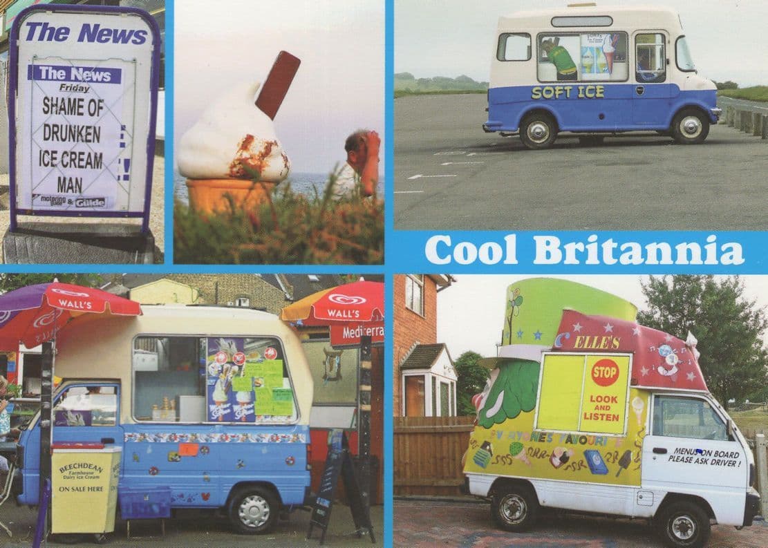 Ice Cream Man Van Vans Walls Newspaper Cornet Comic Postcard