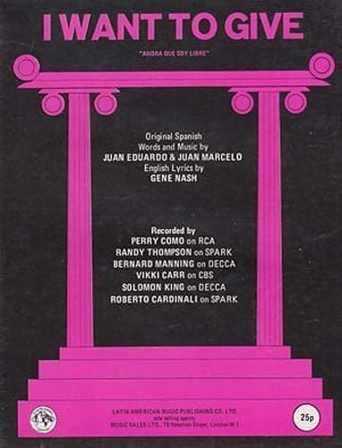 Idle Gossip I Want To Give Perry Como 1970s Sheet Music