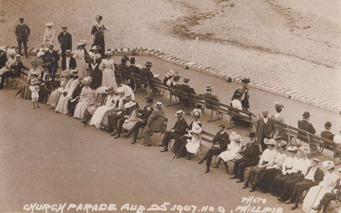 Ilfracombe Devon 1908 Church Parade Lots Seated Antique RPC Postcard