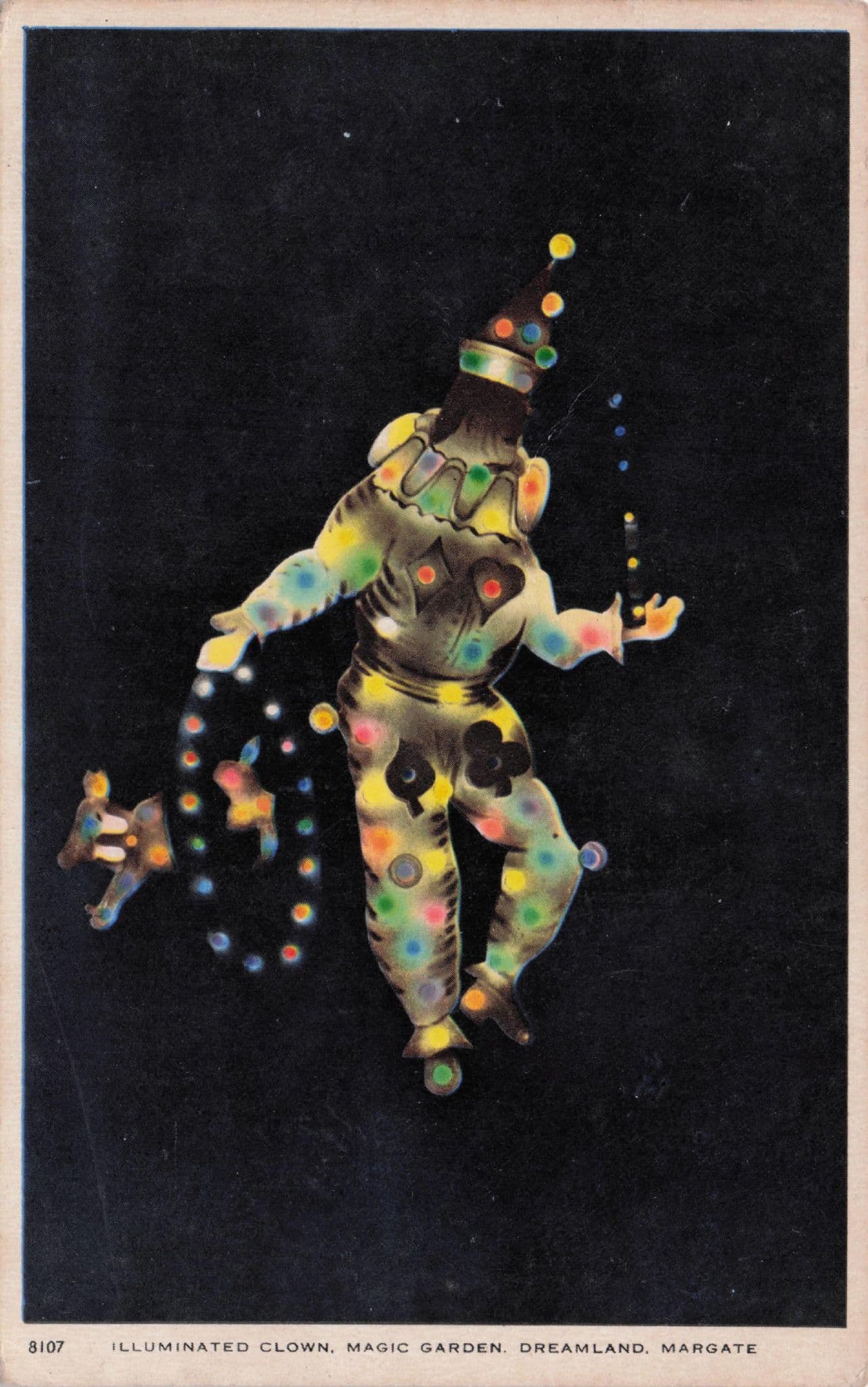 Illuminated Circus Clown at Margate Kent Carnival Old Real Photo Postcard