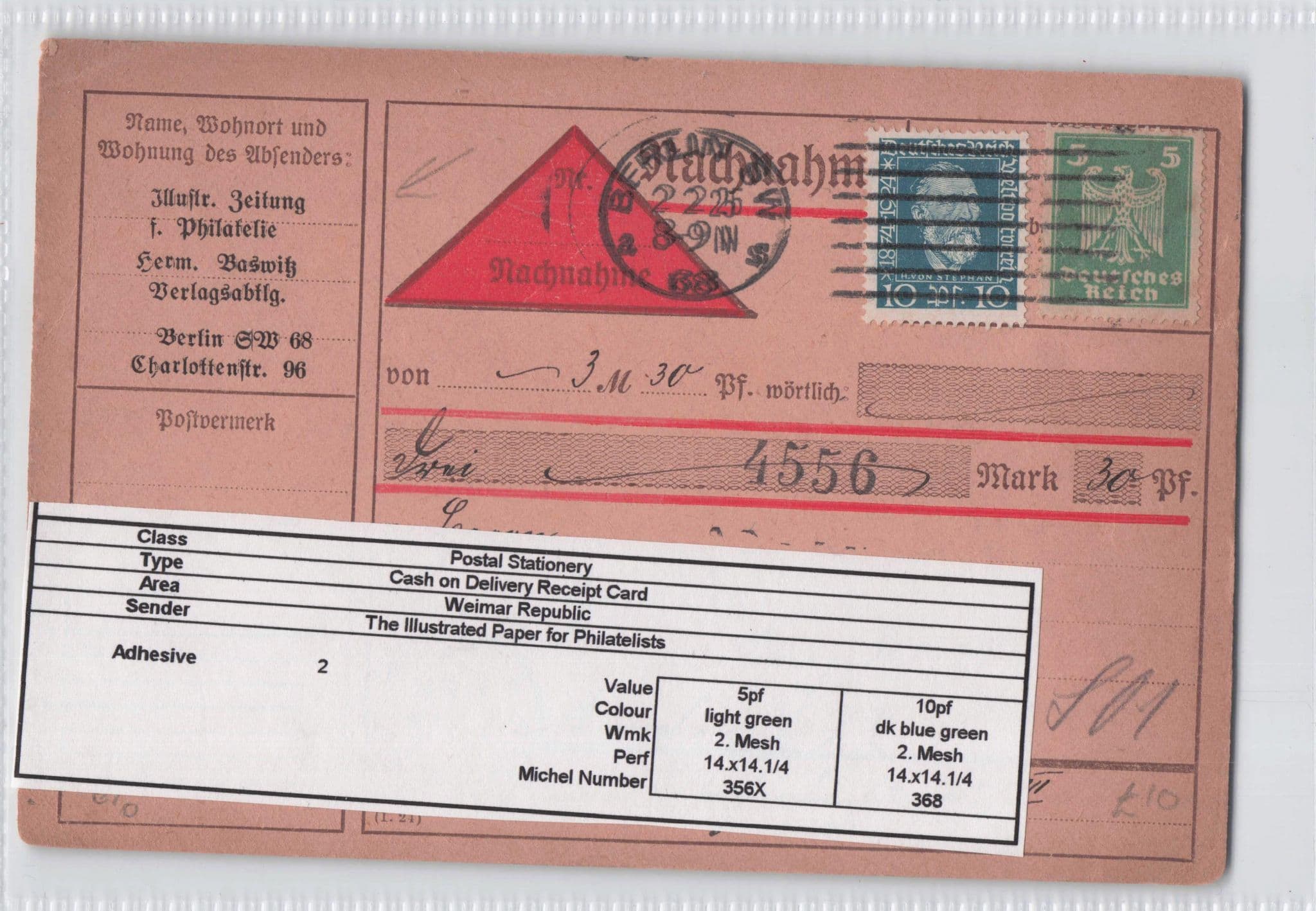 Illustrated Paper For Philatelists Philately German 1925 Berlin Postcard