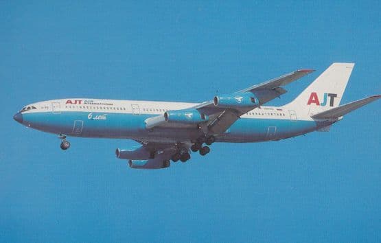 Ilyushin 86 RA-86140 Plane of AJT Air International at Rimini Airport Postcard